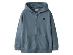 Basis sweatcardigan i blå med hætte og lynlås fra Name It 13244055 blue mirage